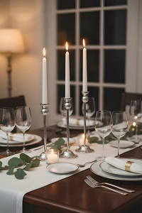 3'lü Gümüş Mumluk Takımı Dekoratif Ev Aksesuarı Paslanmaz Şamdan Seti